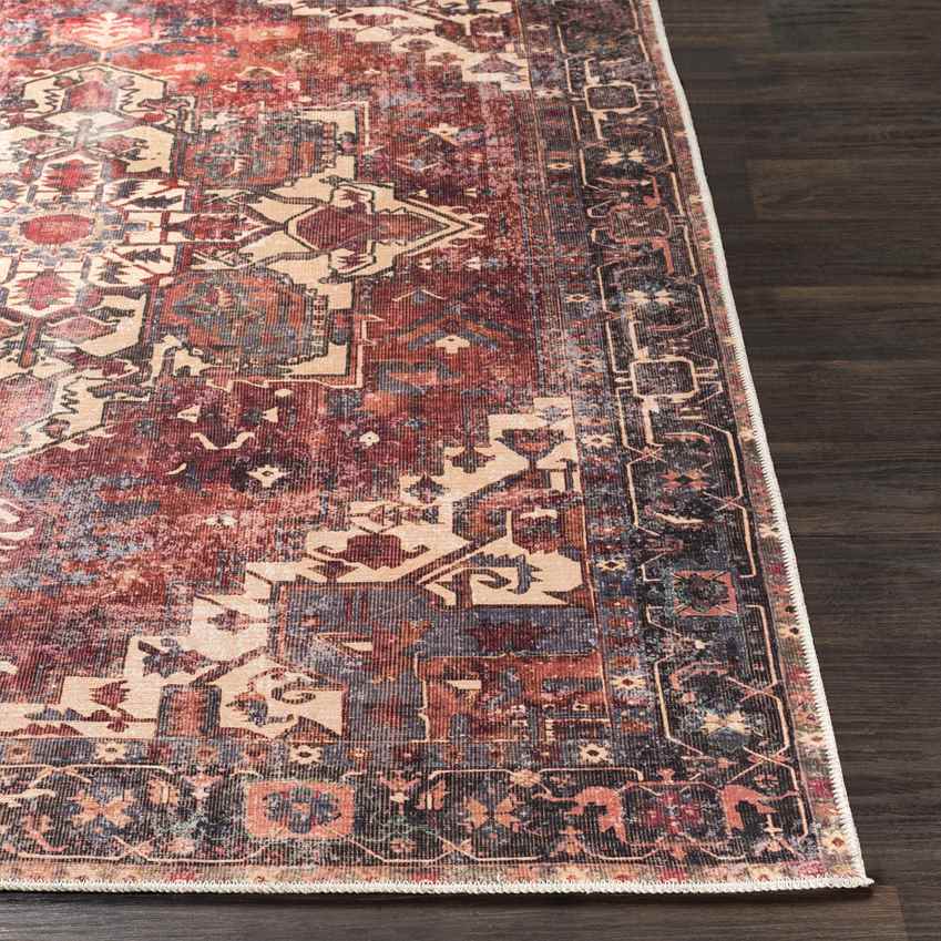 Rome Traditional Washable Rug, Rust