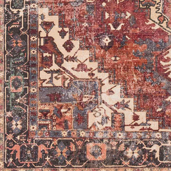 Rome Traditional Washable Rug, Rust