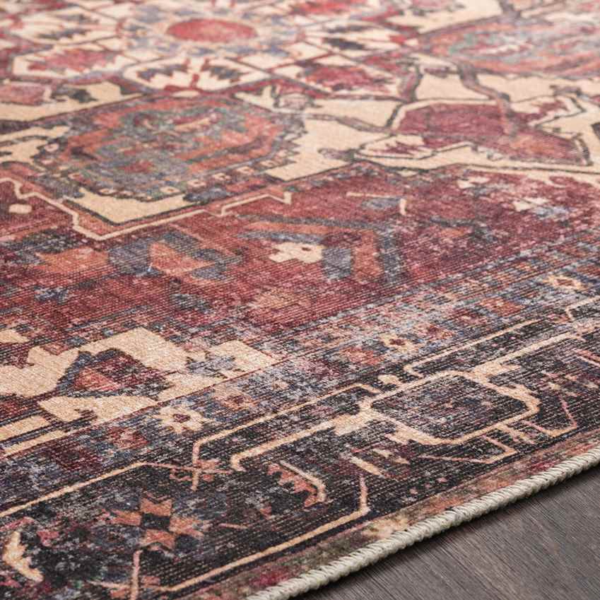 Rome Traditional Washable Rug, Rust