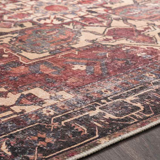 Rome Traditional Washable Rug, Rust