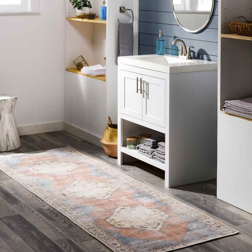 Leihoek Traditional Washable Rug, Charcoal