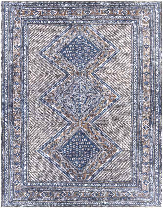 Limmen Traditional Washable Rug, Navy