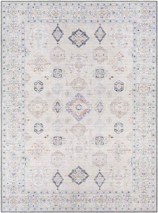 North Utica Traditional Washable Rug, Beige