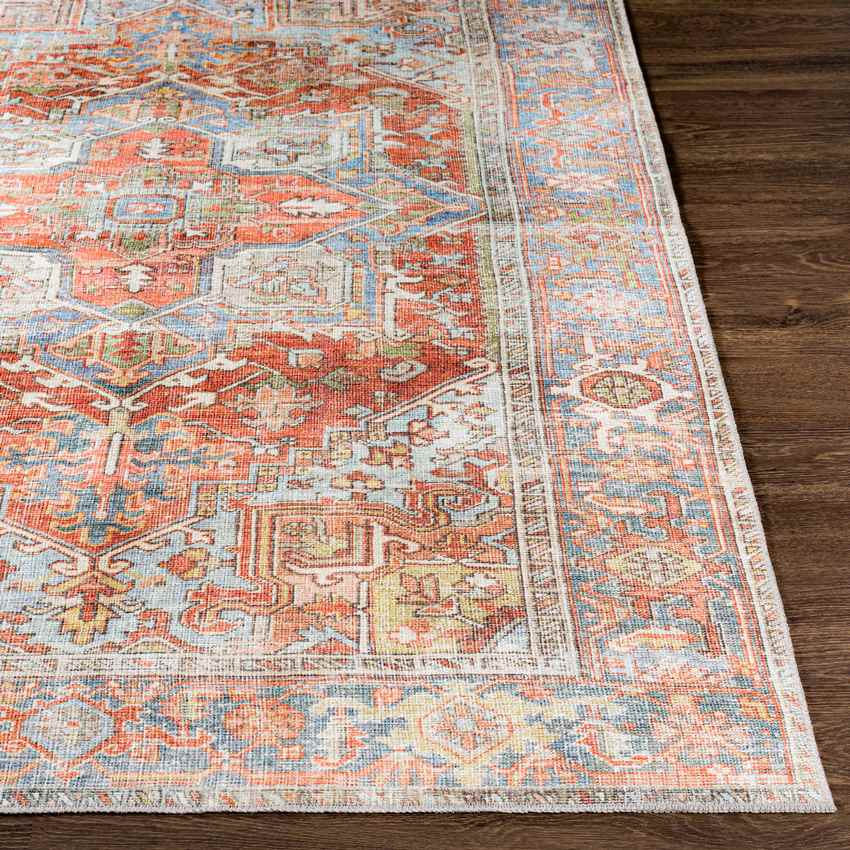 Oak Forest Traditional Washable Rug, Burnt Orange