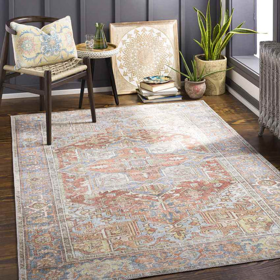 Oak Forest Traditional Washable Rug, Burnt Orange