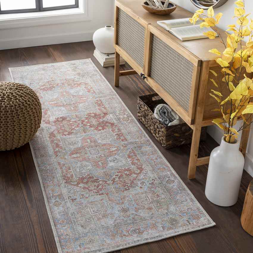 Oak Forest Traditional Washable Rug, Burnt Orange