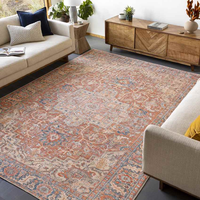 Vernon Hills Traditional Washable Rug, Burnt Orange