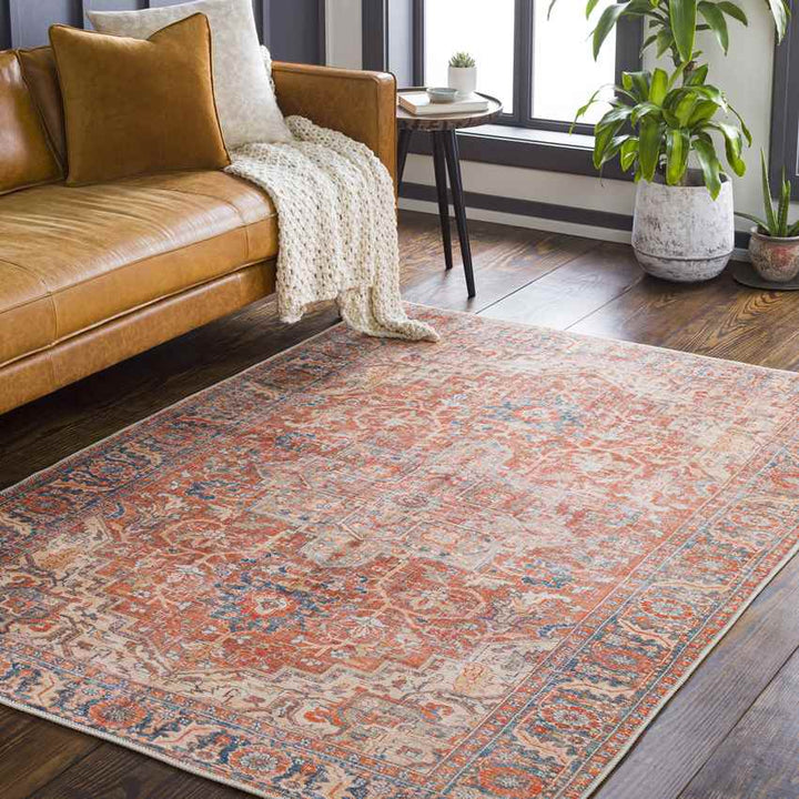 Vernon Hills Traditional Washable Rug, Burnt Orange