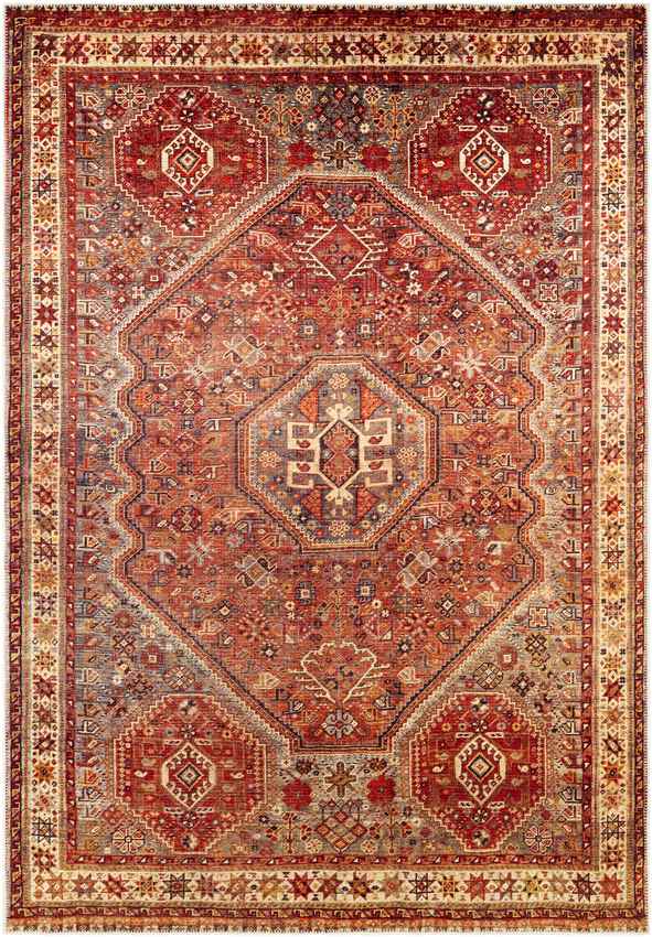 West Brooklyn Traditional Washable Rug, Burnt Orange