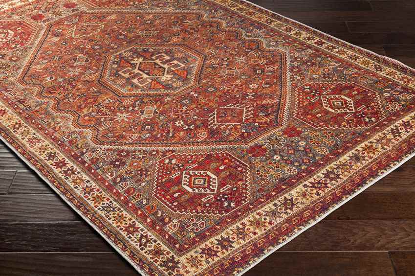 West Brooklyn Traditional Washable Rug, Burnt Orange