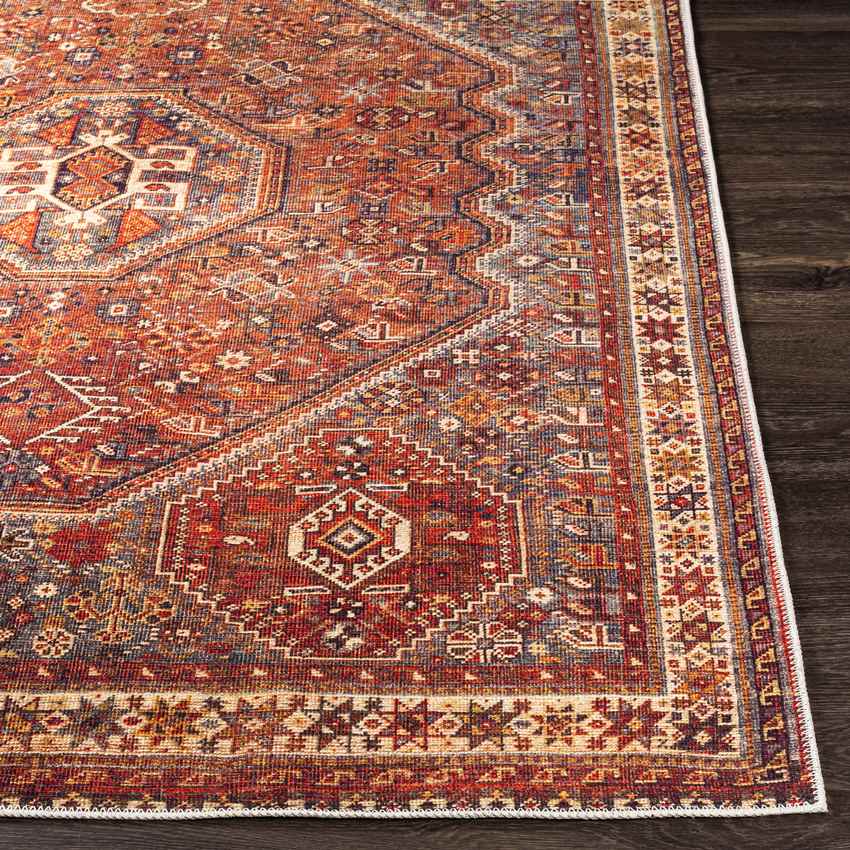 West Brooklyn Traditional Washable Rug, Burnt Orange