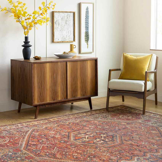 West Brooklyn Traditional Washable Rug, Burnt Orange