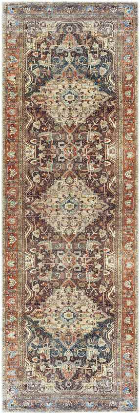 West Frankfort Traditional Washable Rug, Pecan