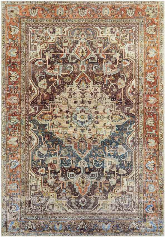 West Frankfort Traditional Washable Rug, Pecan