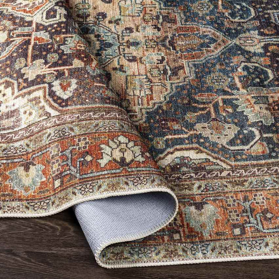 West Frankfort Traditional Washable Rug, Pecan