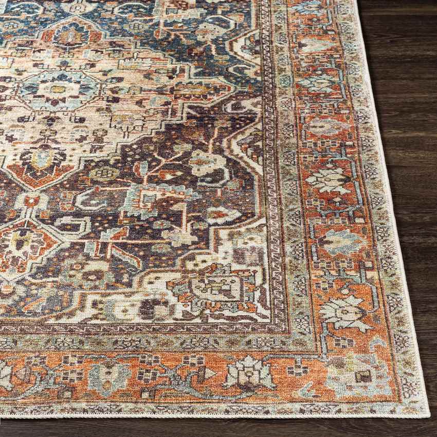 West Frankfort Traditional Washable Rug, Pecan