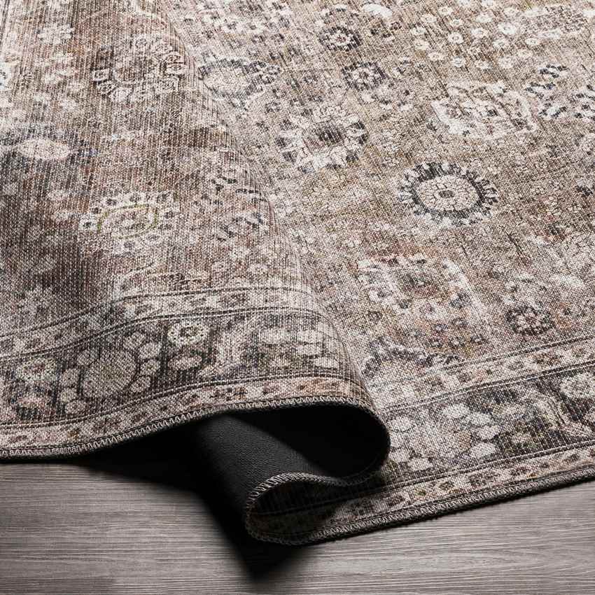 Long Beach Traditional Washable Rug, Brown