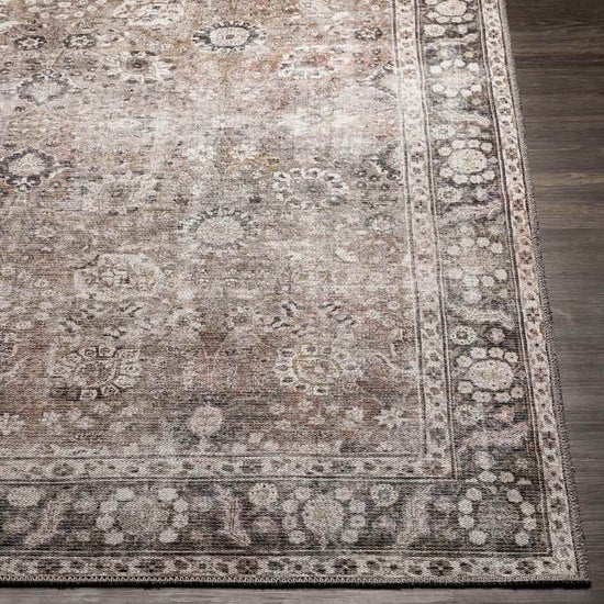 Long Beach Traditional Washable Rug, Brown