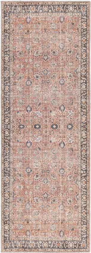 Long Beach Traditional Washable Rug, Burnt Orange