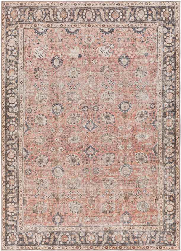 Long Beach Traditional Washable Rug, Burnt Orange