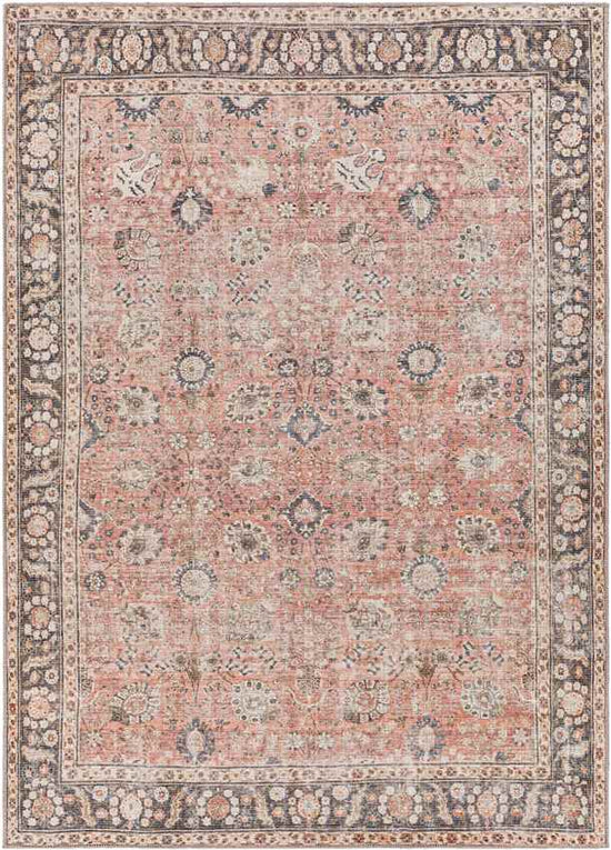 Long Beach Traditional Washable Rug, Burnt Orange