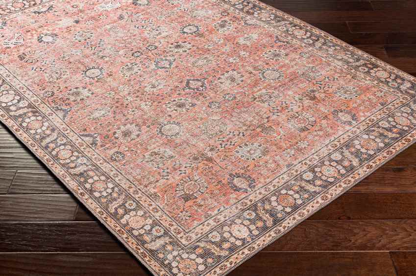 Long Beach Traditional Washable Rug, Burnt Orange