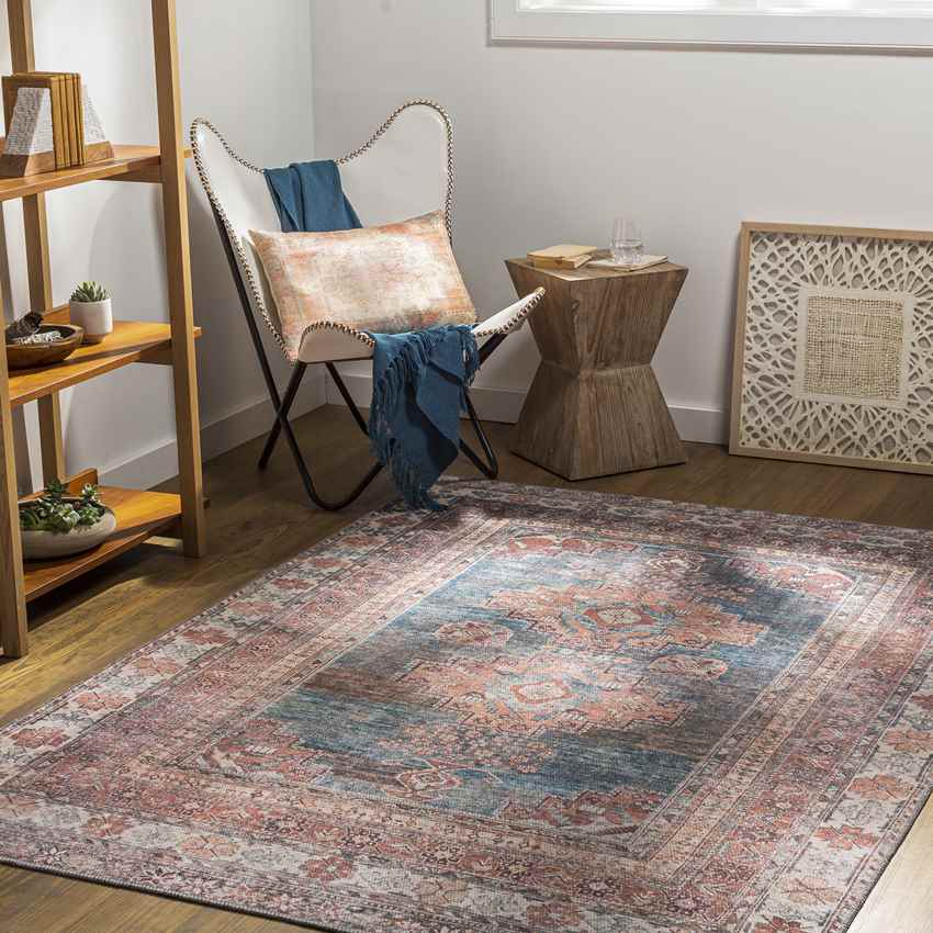 McCordsville Traditional Washable Rug, Coral