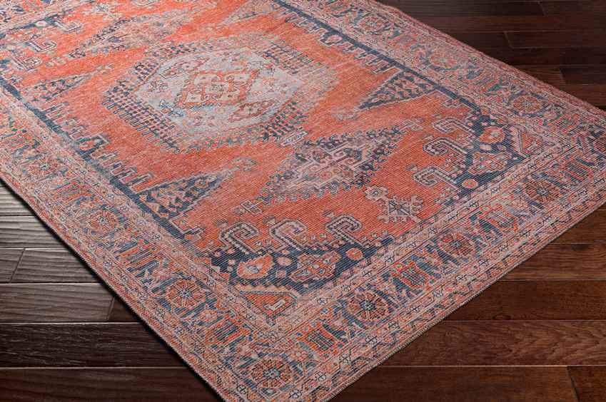 Mackey Traditional Washable Rug, Burnt Orange