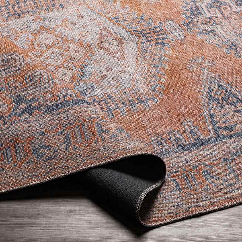 Mackey Traditional Washable Rug, Burnt Orange