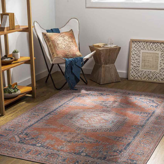 Mackey Traditional Washable Rug, Burnt Orange