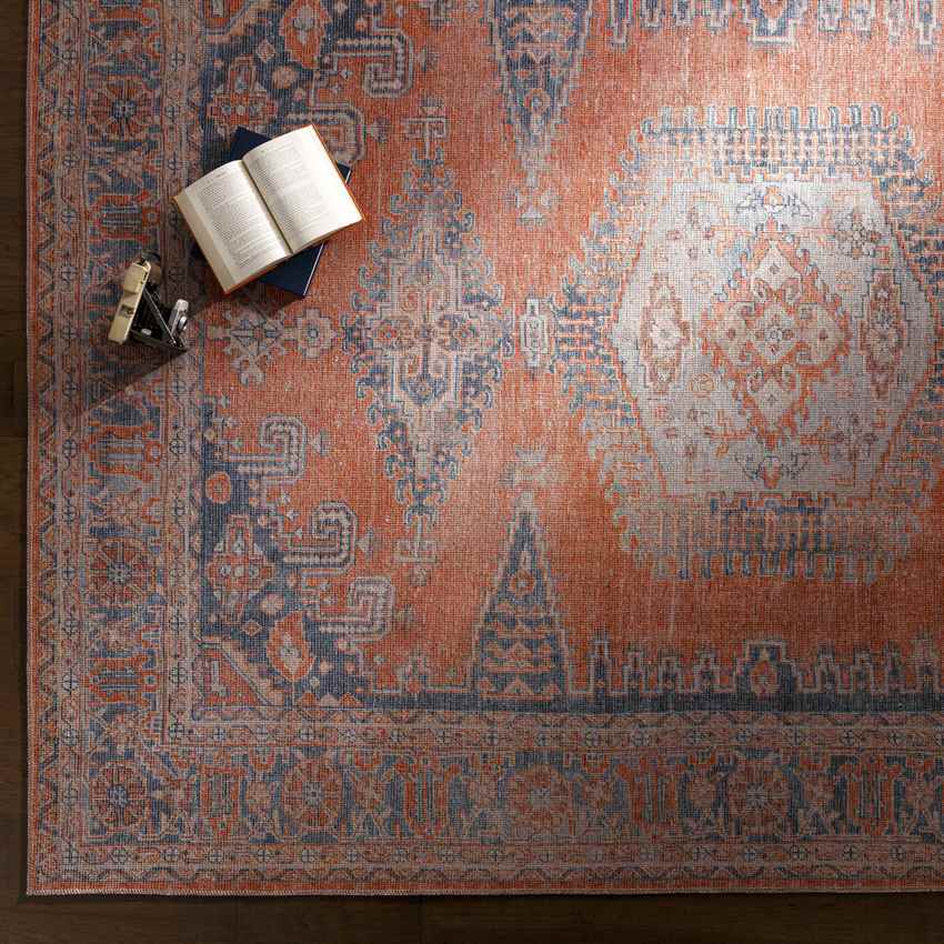 Mackey Traditional Washable Rug, Burnt Orange