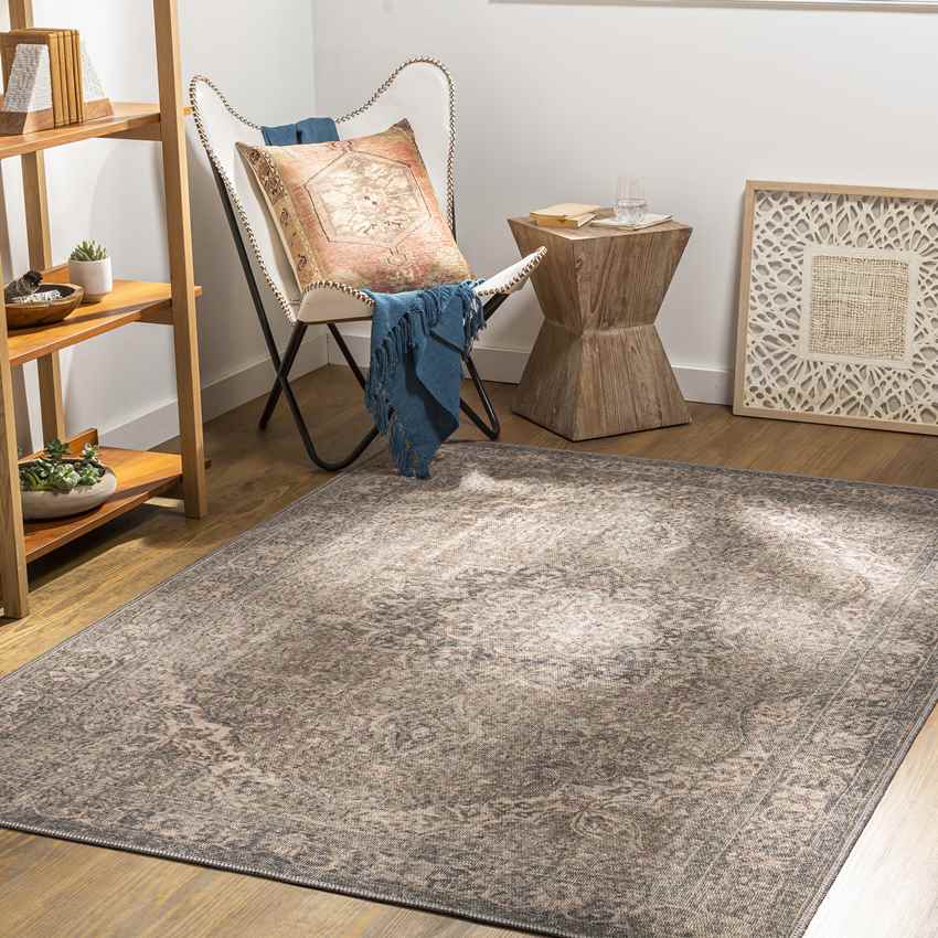 Macy Traditional Washable Rug, Camel