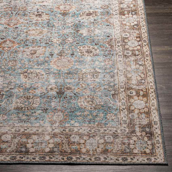 Markle Traditional Washable Rug, Dark Teal