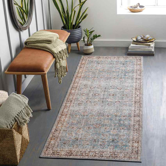 Markle Traditional Washable Rug, Dark Teal