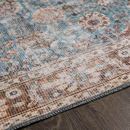 Markle Traditional Washable Rug, Dark Teal