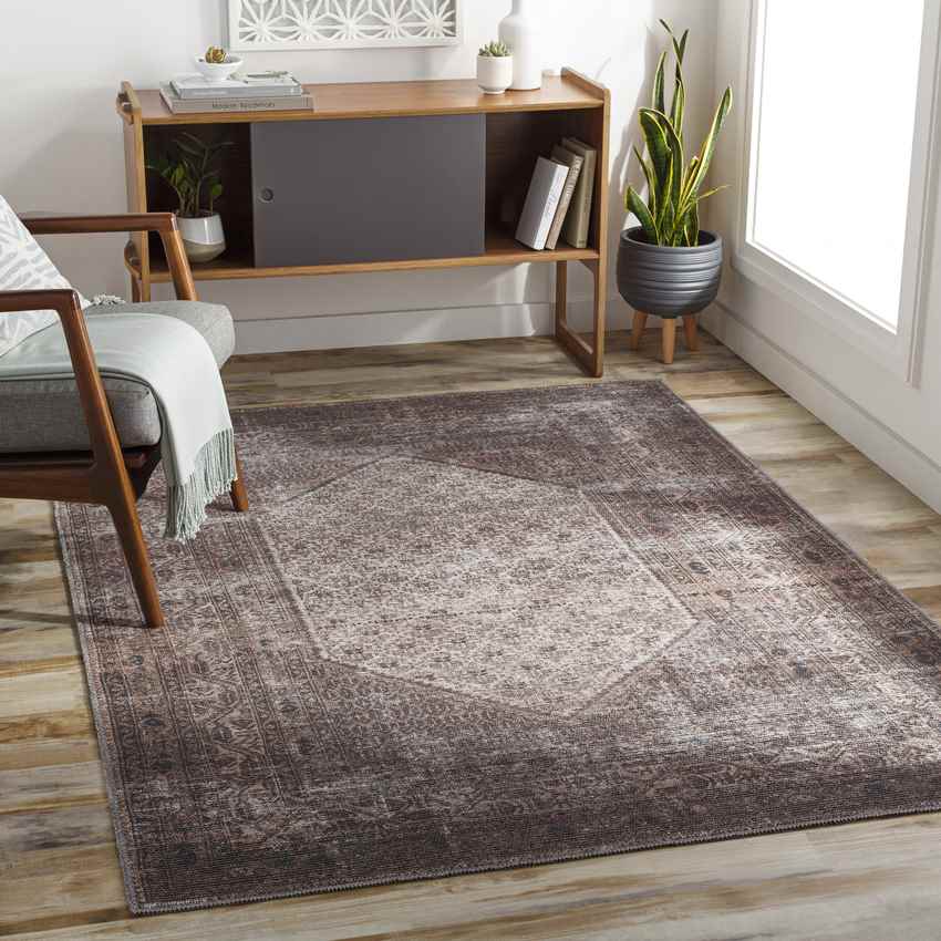 Hayri Traditional Washable Rug, Dark Red