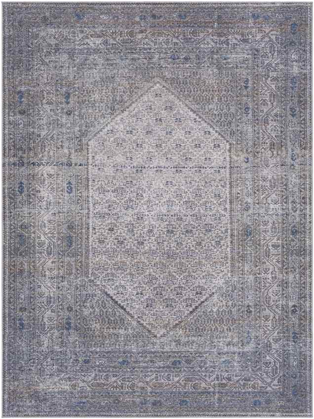 Hayri Traditional Washable Rug, Medium Gray