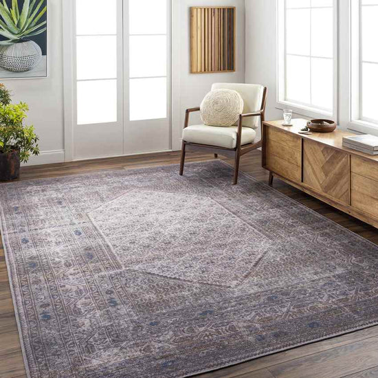 Hayri Traditional Washable Rug, Medium Gray