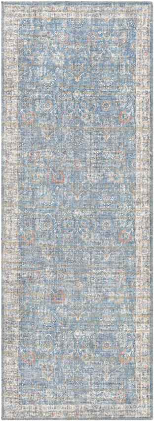 Markleville Traditional Washable Rug, Pale Blue