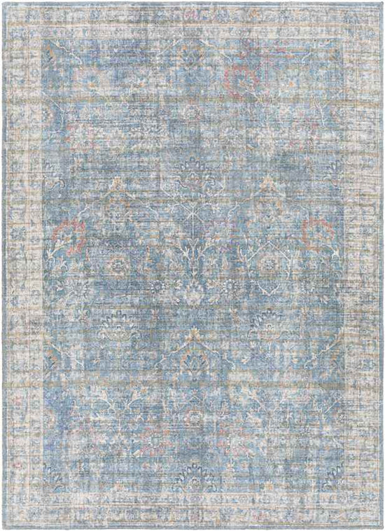 Markleville Traditional Washable Rug, Pale Blue