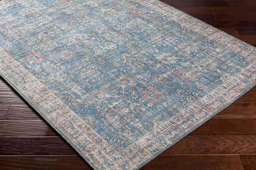 Markleville Traditional Washable Rug, Pale Blue