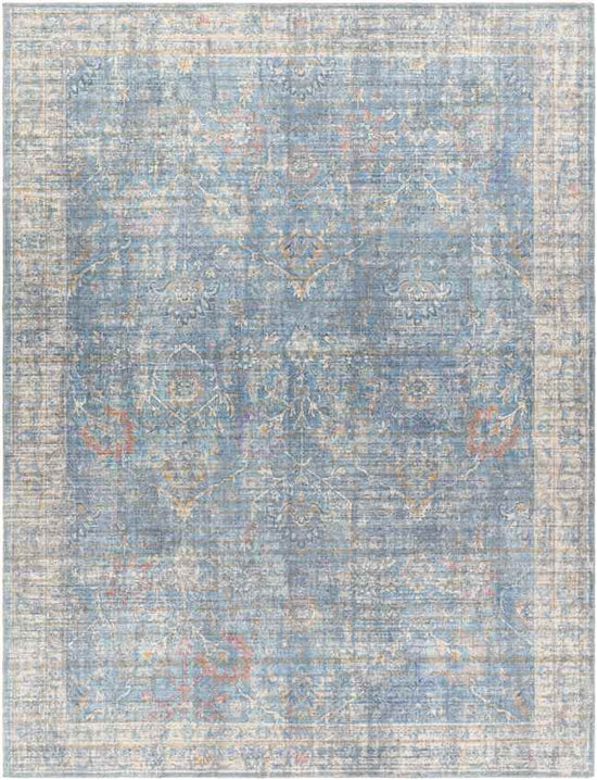 Markleville Traditional Washable Rug, Pale Blue