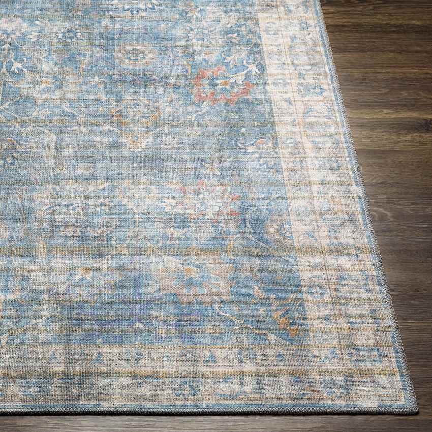 Markleville Traditional Washable Rug, Pale Blue