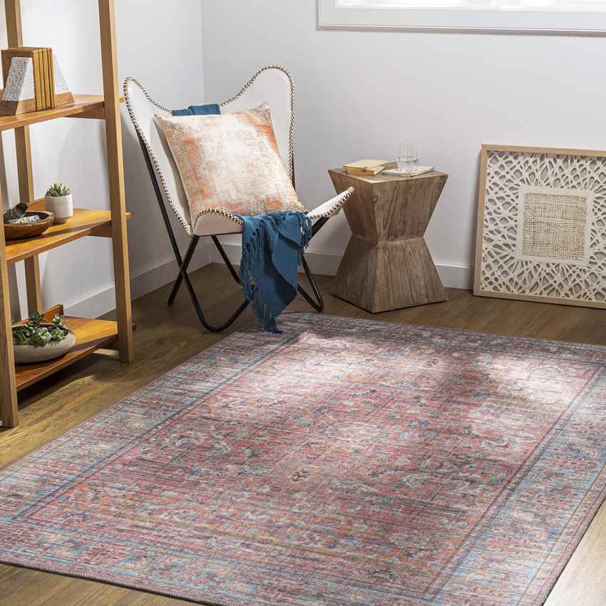 Mauckport Traditional Washable Rug, Coral