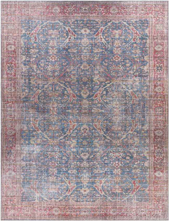 Royal Center Traditional Washable Rug, Denim