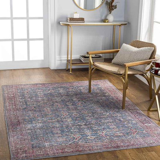 Royal Center Traditional Washable Rug, Denim