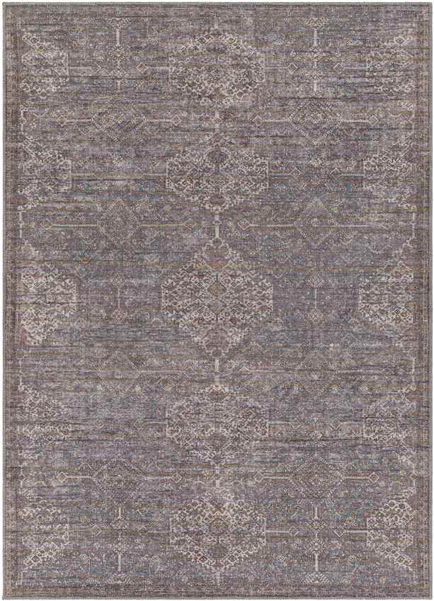 St John Traditional Washable Rug, Brown