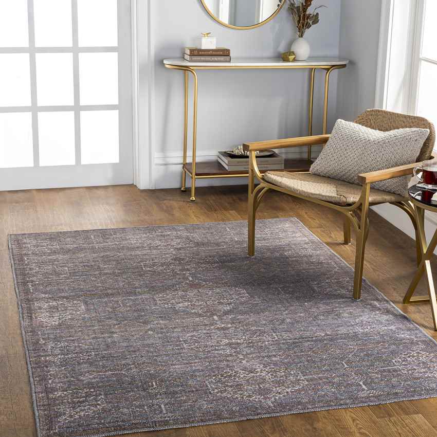 St John Traditional Washable Rug, Brown