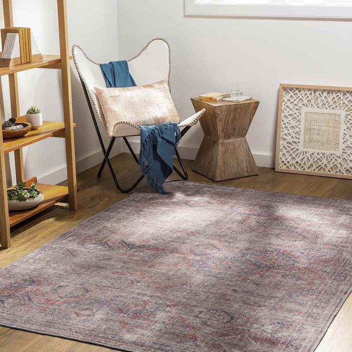 Merrillville Traditional Washable Rug, Brick Red