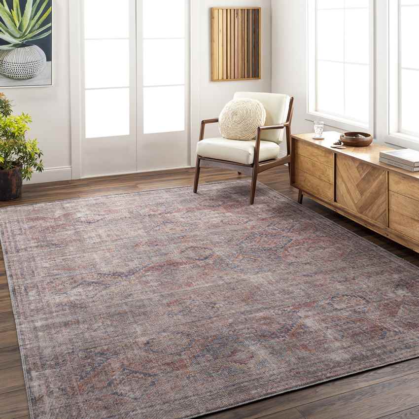 Merrillville Traditional Washable Rug, Brick Red